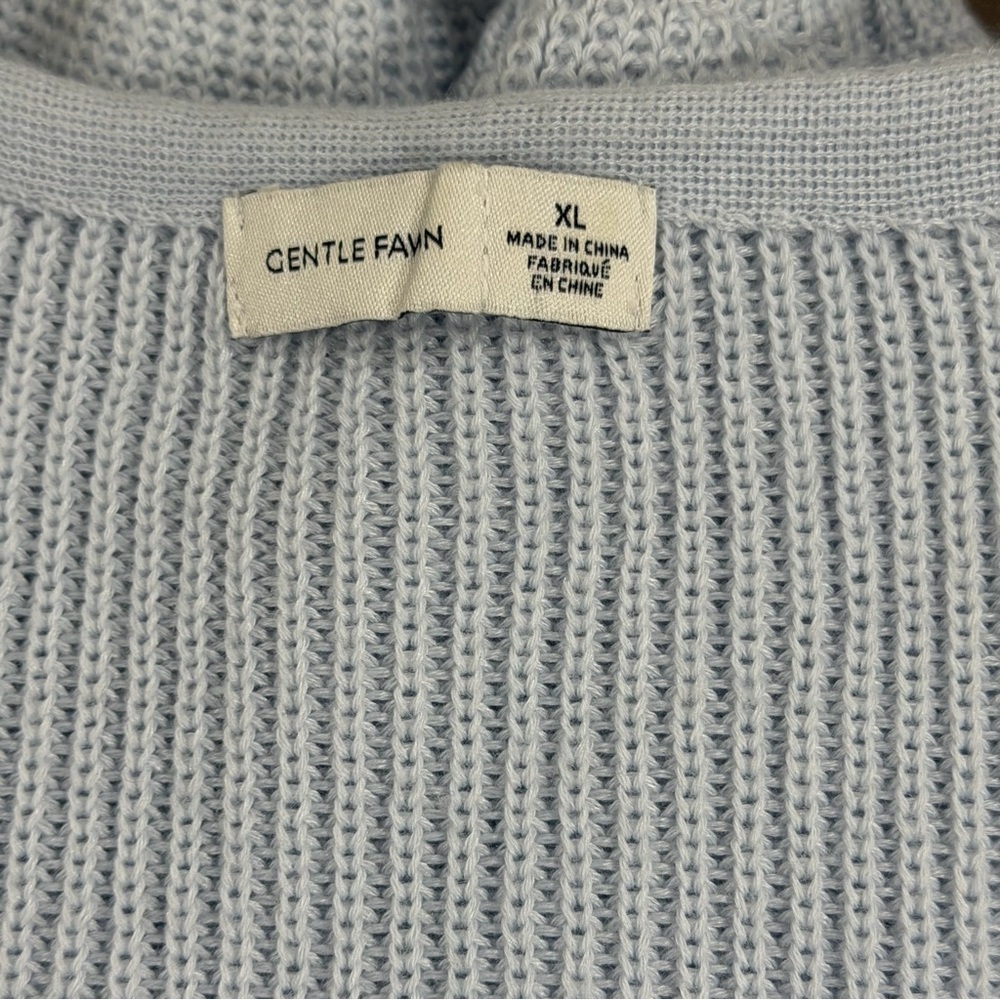 Gentle Fawn Light Blue Knit Sweater XL V Neck Balloon Sleeve Soft Cozy Pullover - Picture 4 of 7